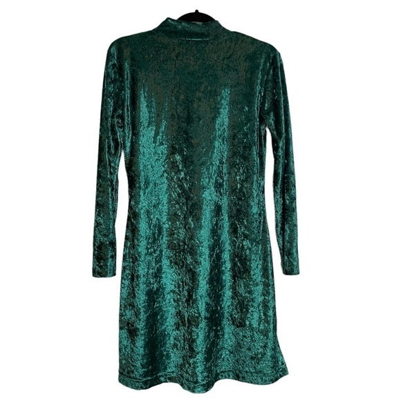 Vintage Cartesian Sport Green Velour Mock Neck Long Sleeve Dress Sz.S - Picture 4 of 10